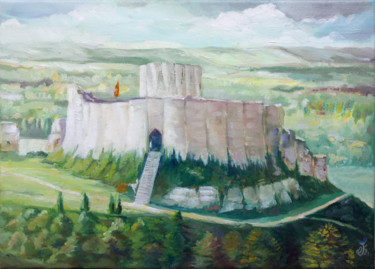Картина под названием "Château-Gaillard" - Christel Fréon, Подлинное произведение искусства, Акрил Установлен на Деревянная…