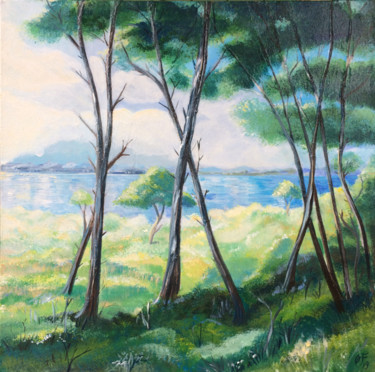 Peinture intitulée "Verte pinède" par Christel Fréon, Œuvre d'art originale, Acrylique