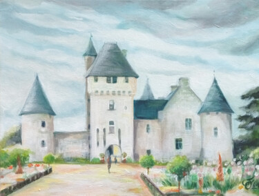 Pittura intitolato "Un matin au château…" da Christel Fréon, Opera d'arte originale, Acrilico