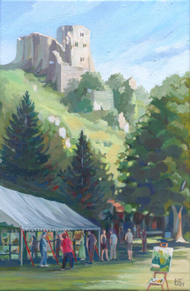 Pintura intitulada "Festival aux Andelys" por Christel Fréon, Obras de arte originais, Acrílico