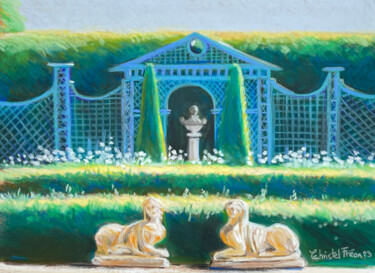 Disegno intitolato "Le jardin des chart…" da Christel Fréon, Opera d'arte originale, Pastello Montato su Cartone