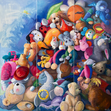 Pintura intitulada "Peluches en vrac" por Christel Fréon, Obras de arte originais, Acrílico
