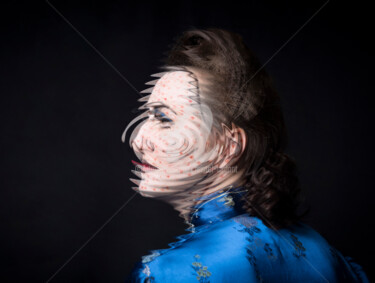 Digital Arts titled "La Dame en Bleu" by Christel Lardant, Original Artwork, Photo Montage Mounted on Aluminium