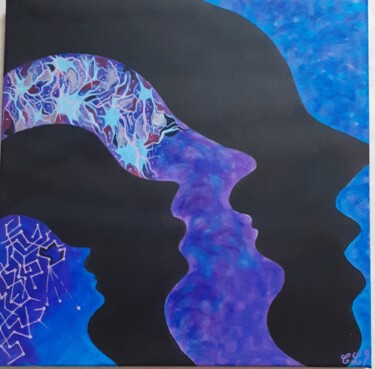 Painting titled "Confusion" by Christel Le Goff-Grataloup, Original Artwork, Acrylic Mounted on Wood Stretcher frame