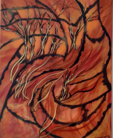 Картина под названием "Désolation" - Christel Le Goff-Grataloup, Подлинное произведение искусства, Акрил Установлен на Дерев…