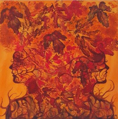 Картина под названием "Dryades" - Christel Le Goff-Grataloup, Подлинное произведение искусства, Акрил Установлен на Деревянн…