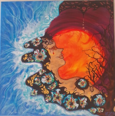 Painting titled "Désillusion" by Christel Le Goff-Grataloup, Original Artwork, Acrylic Mounted on Wood Stretcher frame