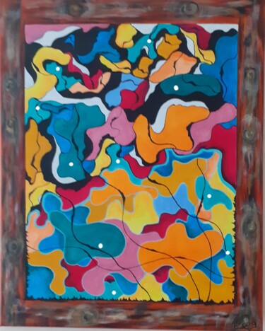 Painting titled "Amalgame" by Christel Le Goff-Grataloup, Original Artwork, Acrylic Mounted on Wood Stretcher frame