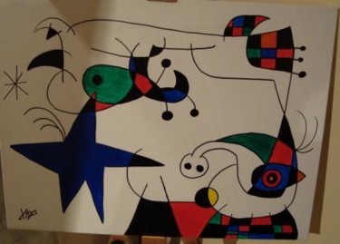 Painting titled "Hommage à Miro toil…" by C.Donnadieu-Bellini, Original Artwork