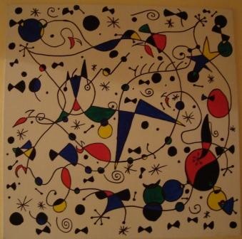 Peinture intitulée "Hommage à Miro toil…" par C.Donnadieu-Bellini, Œuvre d'art originale