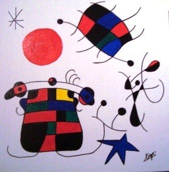 Painting titled "Hommage à Miro 8" by C.Donnadieu-Bellini, Original Artwork