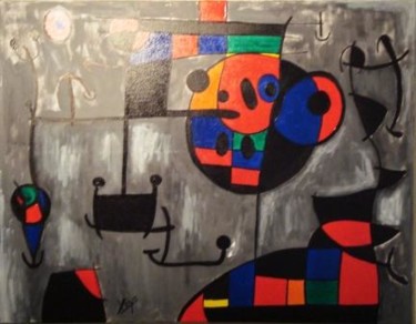 Painting titled "Hommage à Miro 12" by C.Donnadieu-Bellini, Original Artwork