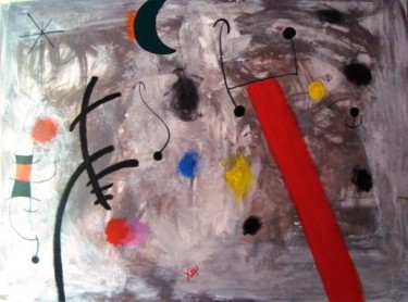 Painting titled "Hommage à Miro 13" by C.Donnadieu-Bellini, Original Artwork