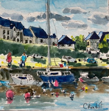 Peinture intitulée "Finistère" par Christele Rondot, Œuvre d'art originale, Aquarelle