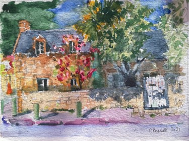 Maison bretonne Peinture intitulée "Maison bretonne" par Christele Rondot, Œuvre d'art originale, Aquarelle
