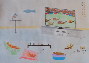 Peinture intitulée "Faisons du sport !" par Christel Jeantheau, Œuvre d'art originale, Acrylique