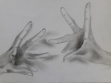 Dessin intitulée "Jeu de mains" par Christelle Carlton, Œuvre d'art originale, Crayon