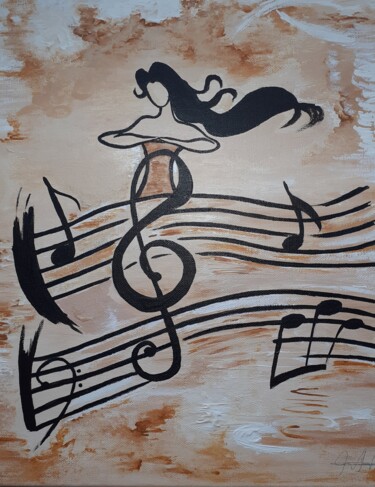 Painting titled "Farandole musicale" by Christelle Carlton, Original Artwork, Acrylic