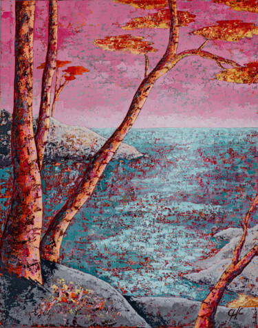 Pittura intitolato "Entre mer & terre" da Christelle Chereau, Opera d'arte originale, Acrilico