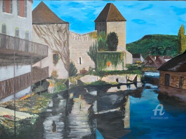 Painting titled "Tour Gloriette Arbo…" by Christelle Cottrelle, Original Artwork, Acrylic Mounted on Wood Stretcher frame