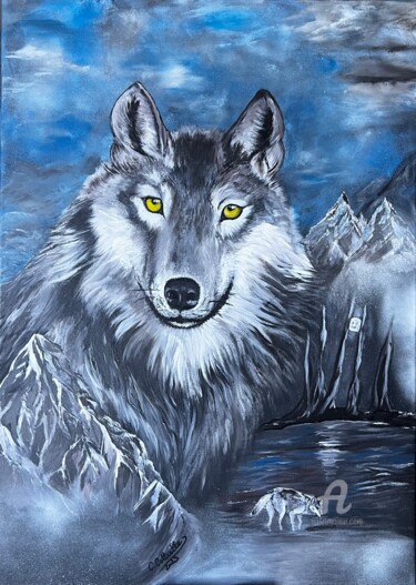Peinture intitulée "Le loup dans toute…" par Christelle Cottrelle, Œuvre d'art originale, Acrylique Monté sur Châssis en bois