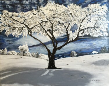Painting titled "Arbre majestueux so…" by Christelle Cottrelle, Original Artwork, Acrylic Mounted on Wood Stretcher frame