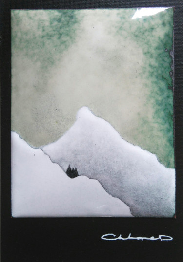 Peinture intitulée "WINTER #2" par Christelle Derenne, Œuvre d'art originale, Émail Monté sur Panneau de bois
