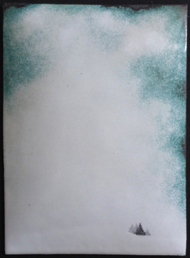 Картина под названием "WINTER #12" - Christelle Derenne, Подлинное произведение искусства, Эмаль Установлен на Деревянная па…