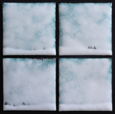 Peinture intitulée "WINTER #4XS" par Christelle Derenne, Œuvre d'art originale, Émail Monté sur Autre panneau rigide