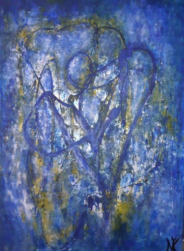 Painting titled "L'amour incondition…" by Christelle Grange, Original Artwork, Acrylic Mounted on Wood Stretcher frame