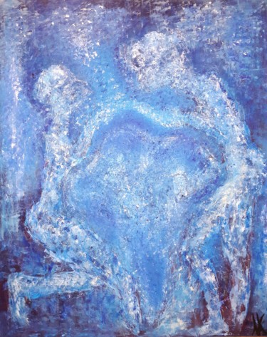 Ζωγραφική με τίτλο "Poésie" από Christelle Grange, Αυθεντικά έργα τέχνης, Ακρυλικό Τοποθετήθηκε στο Ξύλινο φορείο σκελετό