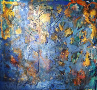 Peinture intitulée "La traversée des mè…" par Christelle Grange, Œuvre d'art originale, Pigments Monté sur Châssis en bois