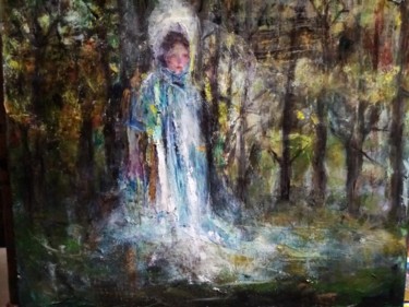 Schilderij getiteld "Femme des bois" door Hervieu Christelle, Origineel Kunstwerk, Acryl Gemonteerd op Frame voor houten bra…