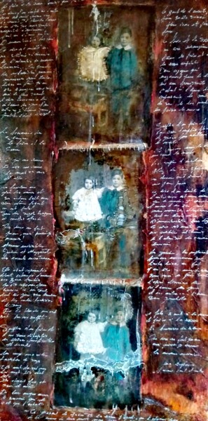 Collages intitulée "Mémoires écrites" par Hervieu Christelle, Œuvre d'art originale, Collages
