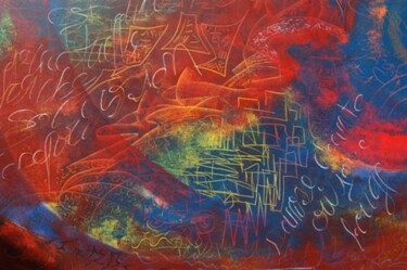 Pintura titulada "Graphismes rouges" por Christelle Julia, Obra de arte original, Oleo
