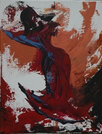 Peinture intitulée "Flamenco" par Christelle Julia, Œuvre d'art originale, Huile