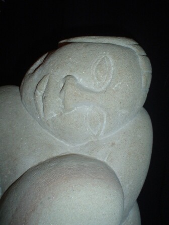 Sculpture titled "Femme assise" by Christelle Julia, Original Artwork, Stone