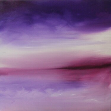Painting titled "Horizon mauve 3" by Christelle Julia, Original Artwork, Oil