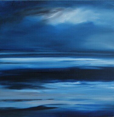 Peinture intitulée "Horizon de nuit" par Christelle Julia, Œuvre d'art originale, Huile