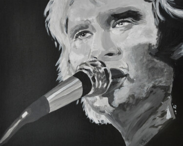 Peinture intitulée "Johnny Hallyday" par Christelle Mayeur, Œuvre d'art originale, Acrylique Monté sur Châssis en bois