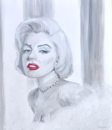 Painting titled "Marylin Monroe" by Christelle Mayeur, Original Artwork, Acrylic Mounted on Wood Stretcher frame