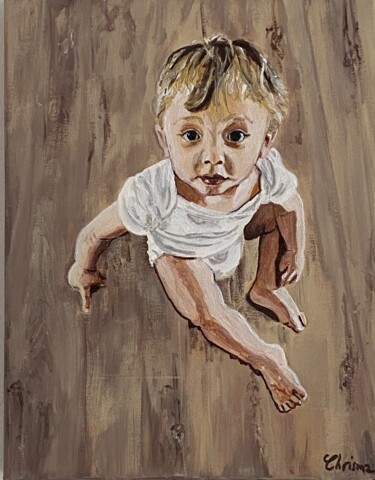 Schilderij getiteld "Gaby" door Christelle Mayeur, Origineel Kunstwerk, Acryl Gemonteerd op Frame voor houten brancard