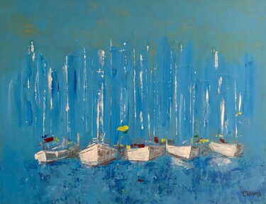 Painting titled "Sailing" by Christelle Mayeur, Original Artwork, Acrylic Mounted on Wood Stretcher frame