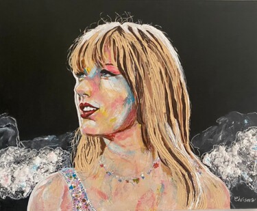Painting titled "Taylor Swift pendan…" by Christelle Mayeur, Original Artwork, Polymer clay Mounted on Wood Stretcher frame