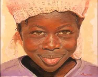 Peinture intitulée "Enfant africaine" par Christelle Palacios, Œuvre d'art originale, Pastel