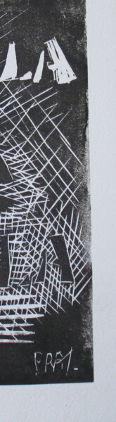 Druckgrafik mit dem Titel "Bla Bla" von Christelle Prat, Original-Kunstwerk, Linoldrucke
