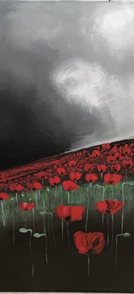 Painting titled "Coquelicots" by Christelle Remonnay, Original Artwork, Acrylic