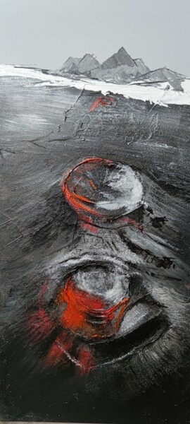 Painting titled "Volcano" by Christelle Remonnay, Original Artwork, Acrylic