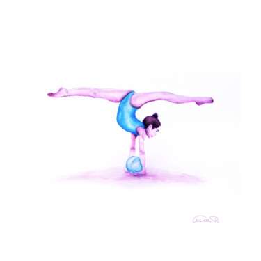 Painting titled "Art & Sport - Gymna…" by Christelle Richard, Original Artwork, Watercolor