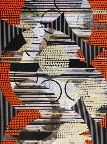 Schilderij getiteld "Orange abstraction" door Christelle Riffet (Céhère), Origineel Kunstwerk, Acryl